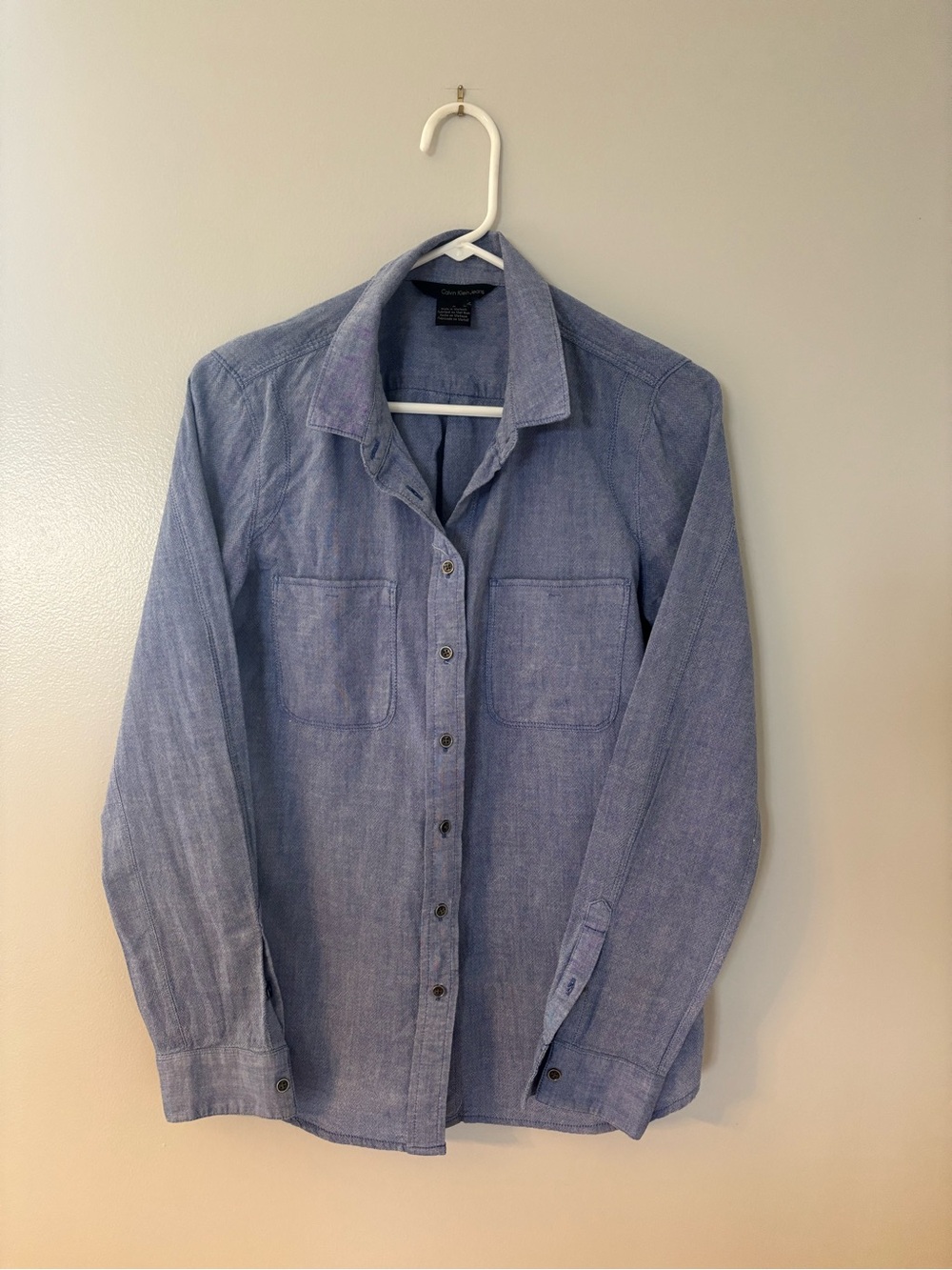Calvin Klein 100% cotto. Button-Down Shirt in Light Blue